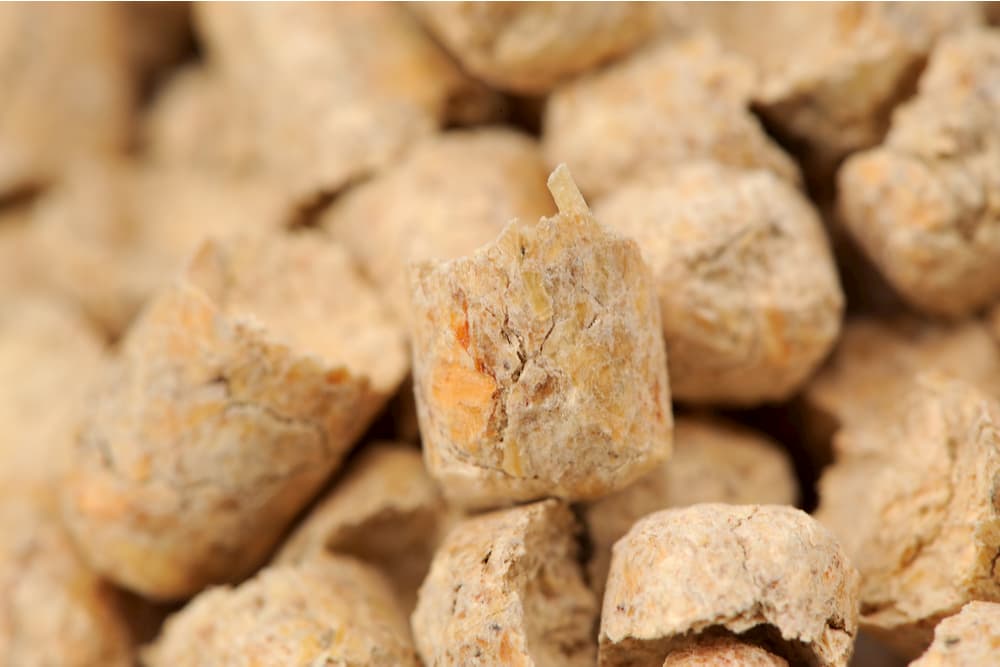 Close up of wood palette pellets used in cat litter