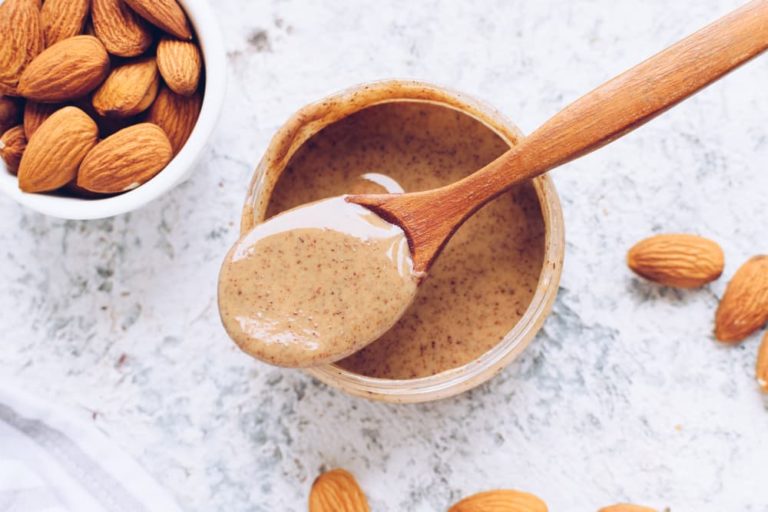 Almond butter on table