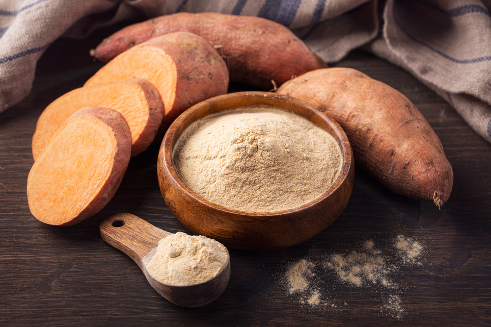 Sweet potato flour on table