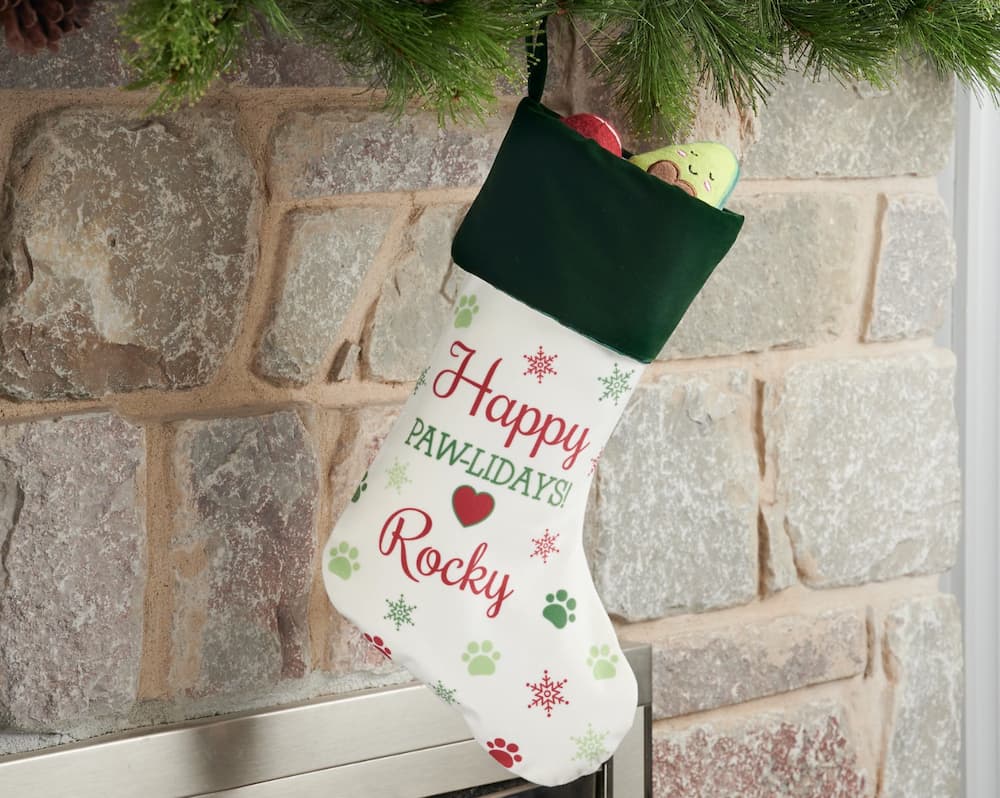 Happy Pawlidays dog Christmas stocking