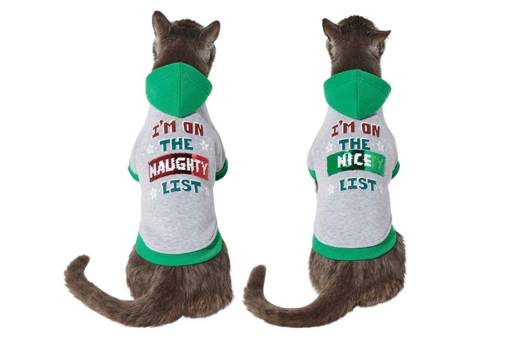 naughty nice cat Christmas sweater